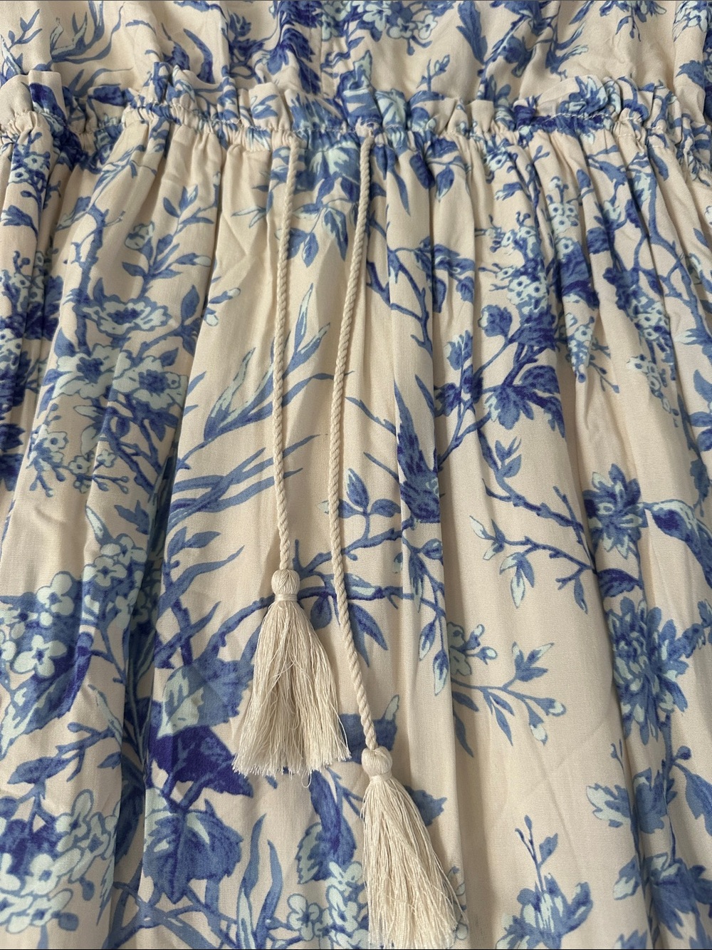 Cream Maxi Dress with Blue Floral Print - Unbranded - Picture 2 of 6